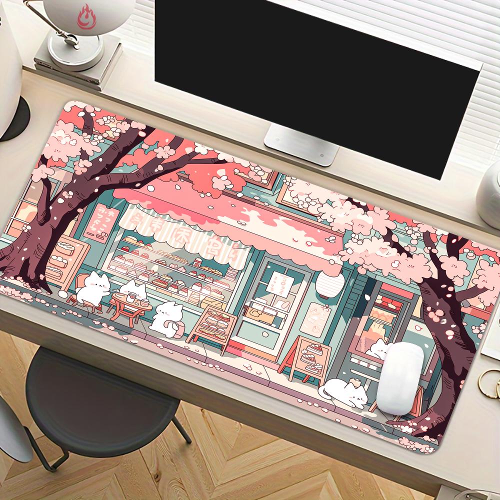 디저트 가게와 귀여운 고양이 마우스 패드 데스크 매트  - Gaming Accessories Shop 리뷰 및 가격