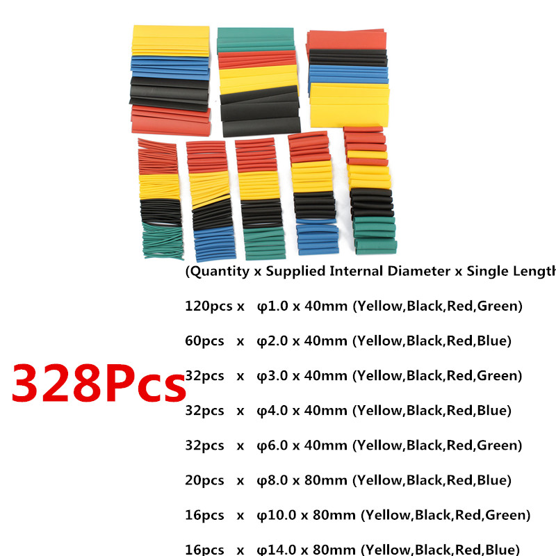 328pcs 열 수축 튜브 키트 수축 모듬 폴리올레핀  - Sleeved Cable Kit 리뷰 및 가격
