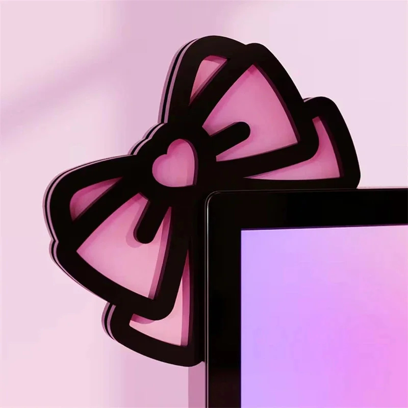 귀여운 핑크 아크릴 리본 모니터 장식 리본 매듭 PC  - Gaming Accessories To Gift 리뷰 및 가격