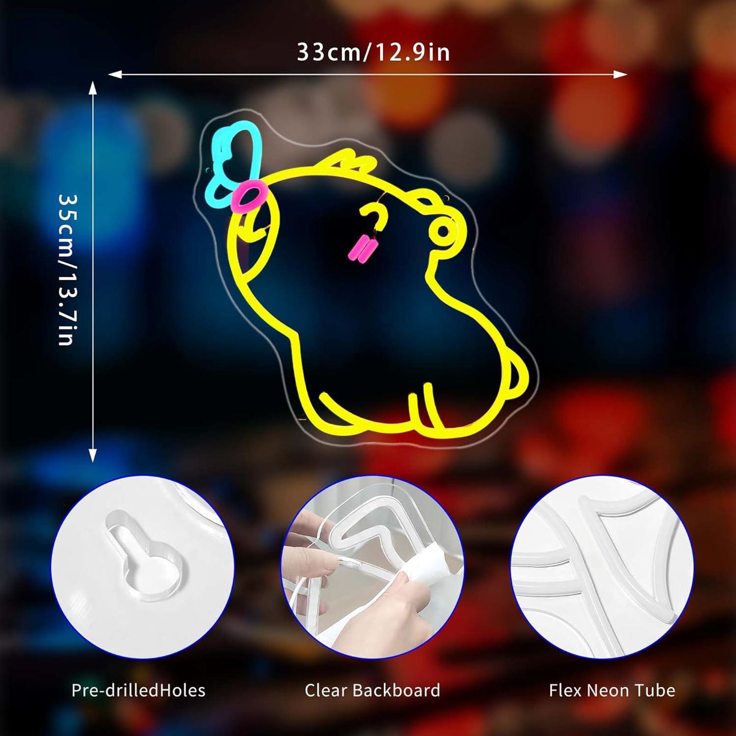 카피바라 네온사인 USB 디밍 가능 LED 네온 조명, - Gaming Accessories Shop 리뷰 및 가격