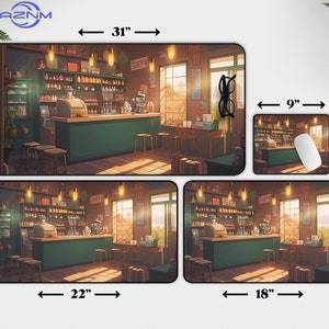 귀여운 애니메이션 데스크 매트 커피숍 아트 XL 게이밍 - Gaming Accessories Shop 리뷰 및 가격