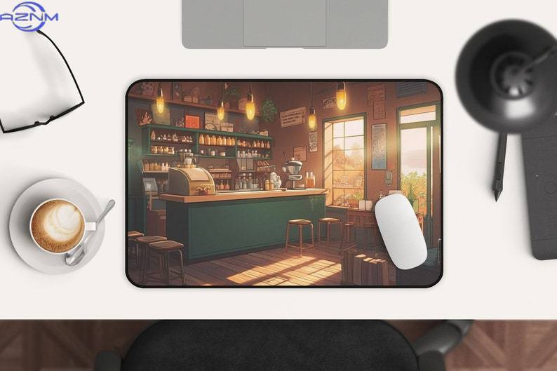 귀여운 애니메이션 데스크 매트 커피숍 아트 XL 게이밍 - Gaming Accessories Shop 리뷰 및 가격