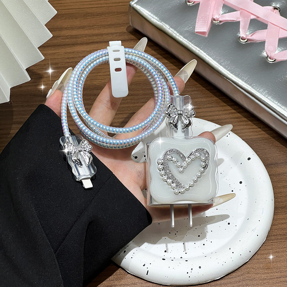 귀여운 3D 진주 충전기 보호대, 아이폰 18W 20W - Sleeved Cable Kit 리뷰 및 가격