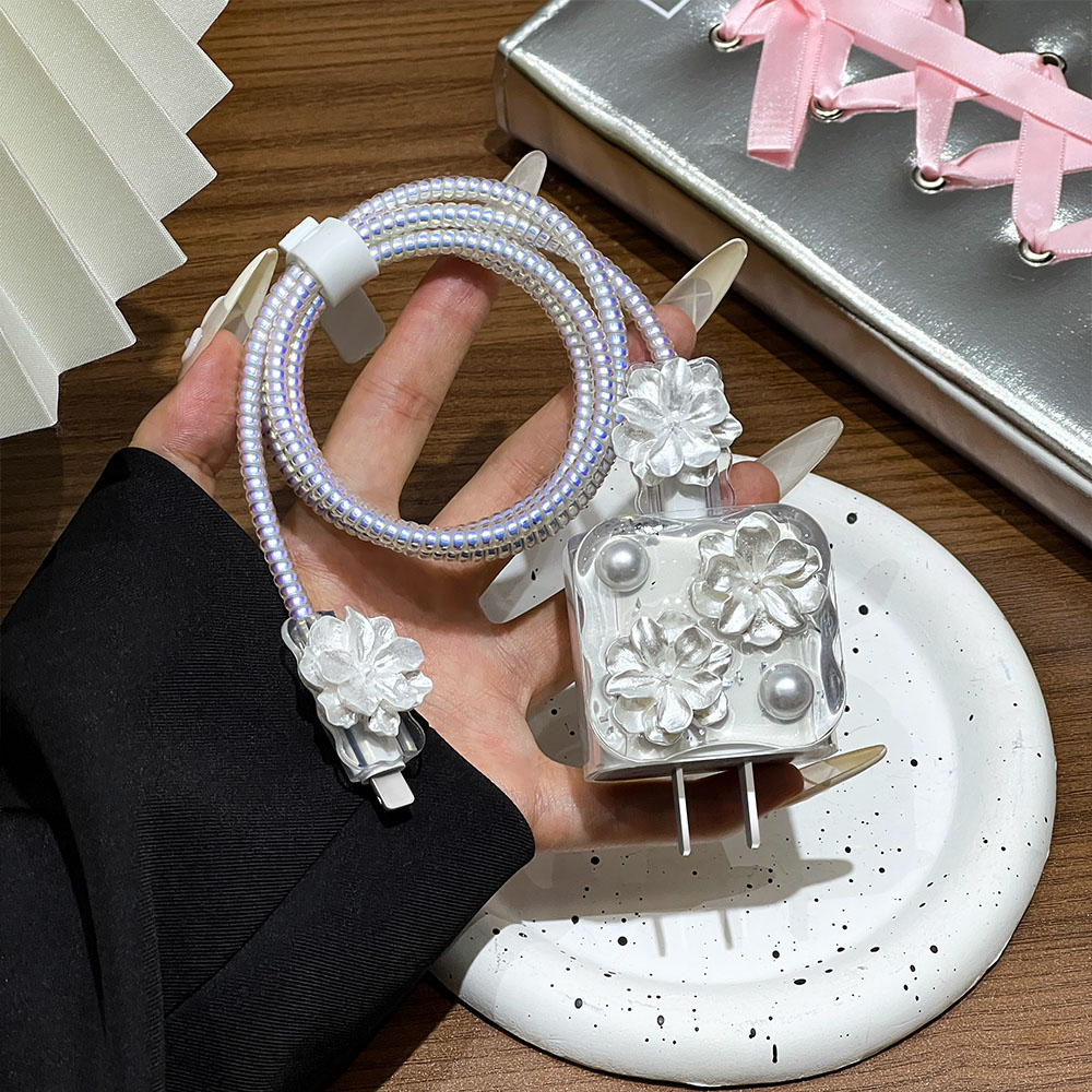 귀여운 3D 진주 충전기 보호대, 아이폰 18W 20W - Sleeved Cable Kit 리뷰 및 가격